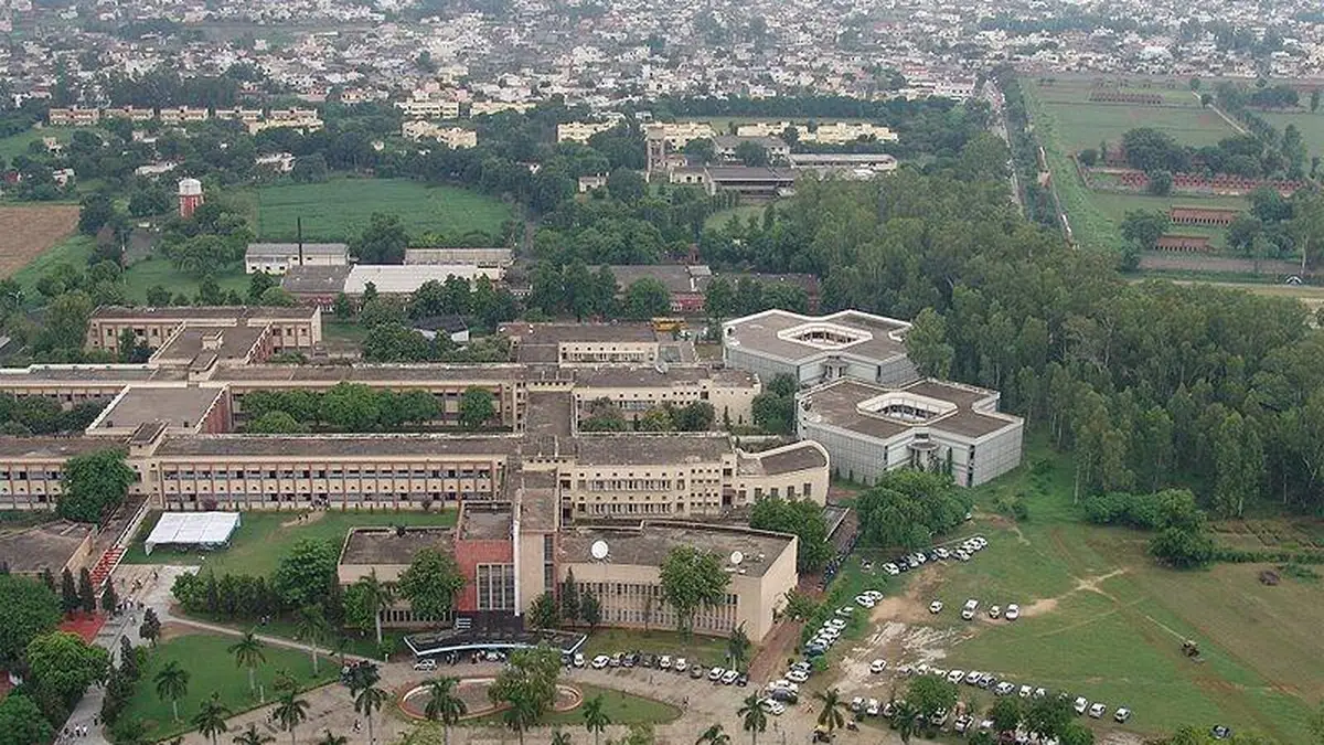 An aerial view of the Thapar Institute of Engineering and Technology campus in Patiala